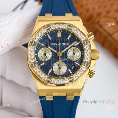 Superclone Audemars Piguet R.O.O. Chronograph 37 Yellow Gold Diamond-set bezel